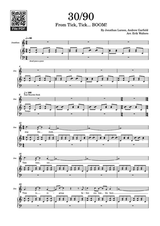 30/90 Piano — Jonathan Larson, Andrew Garfield