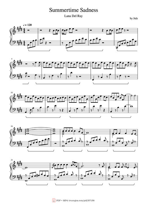 Summertime Sadness Piano