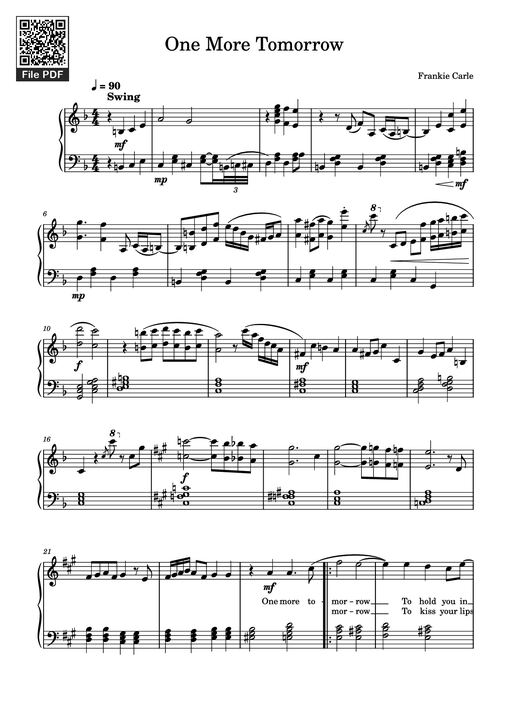 One More Tomorrow Piano