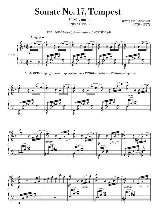 Sonate No. 17, Tempest (3rd Movement)