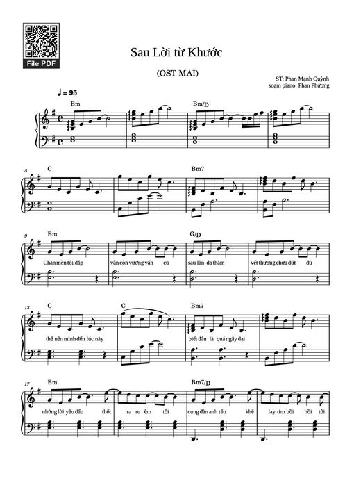 Sau Lời từ Khước (OST Mai) Piano