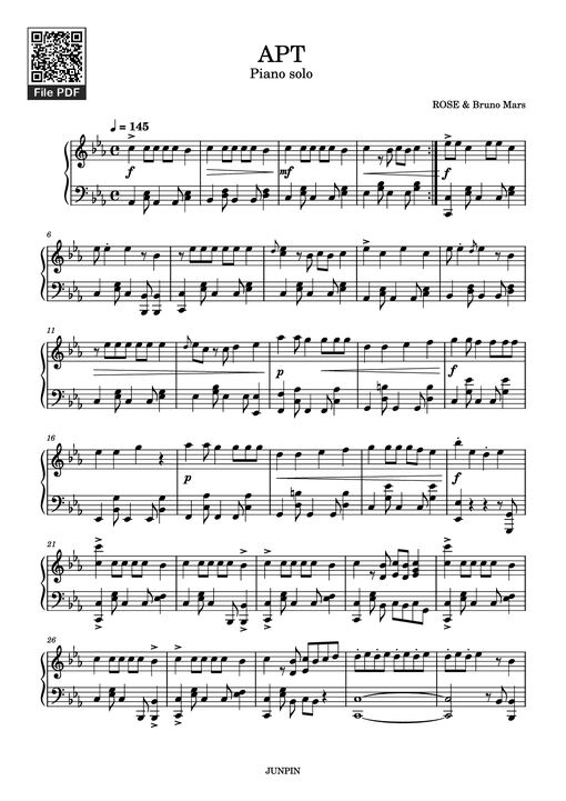 APT Piano solo - Rose-bruno-mars