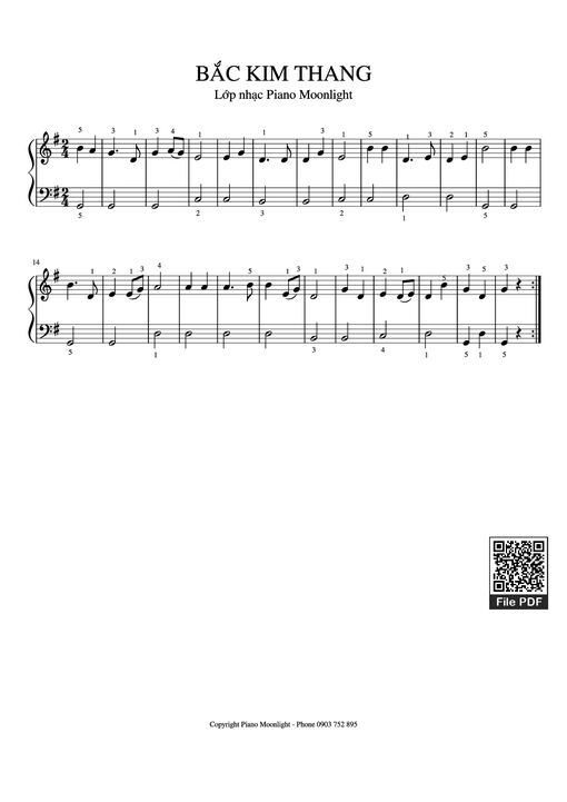 Bắc kim thang Piano (đơn giản)