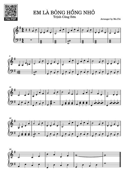 EM LÀ BÔNG HỒNG NHỎ Piano
