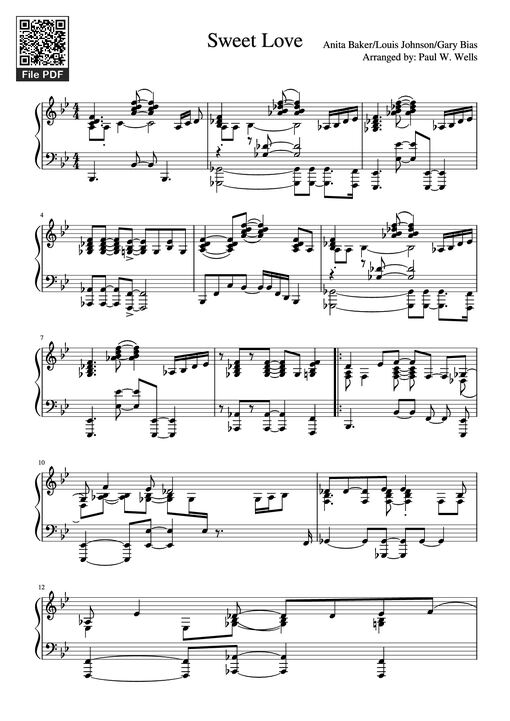 Sweet Love Piano — Anita Baker/Louis Johnson/Gary Bias