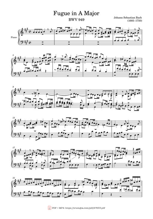 Fugue in A Major Piano