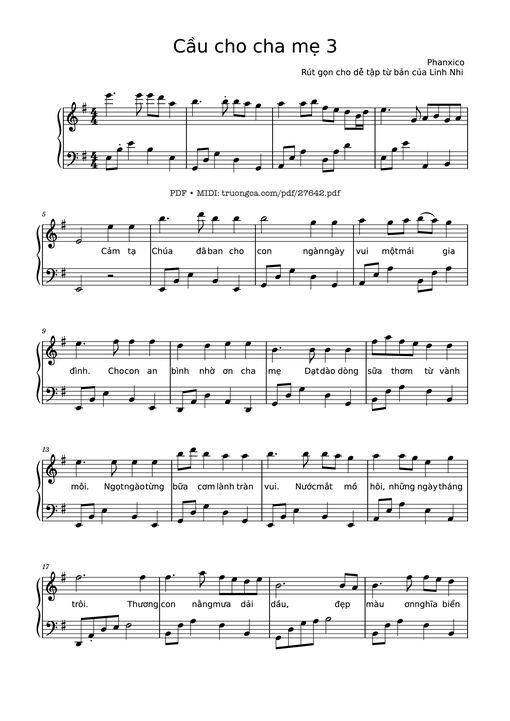 Cầu cho cha mẹ 3 Piano