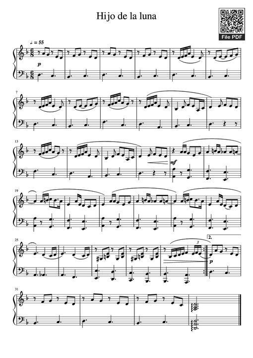 Hijo de la luna Piano