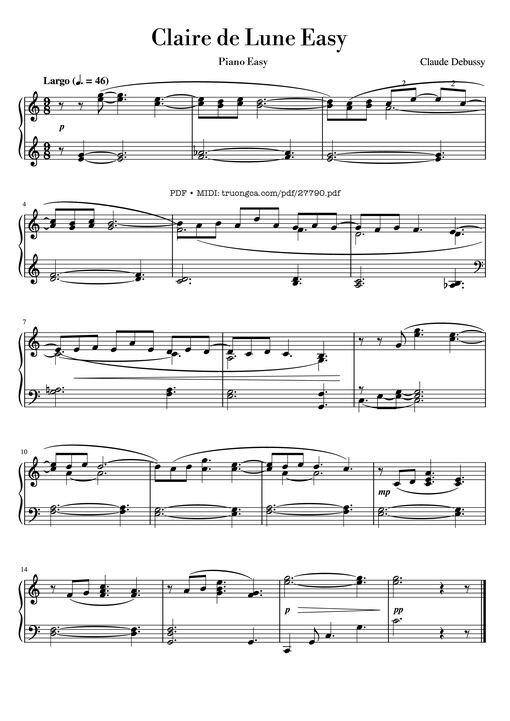 Claire de Lune Easy Piano