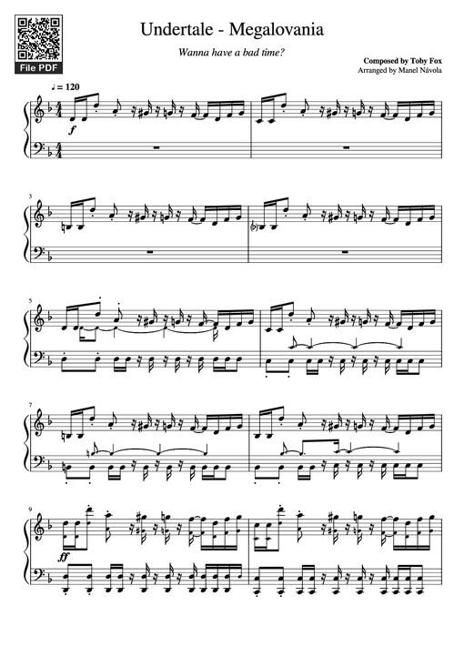 Undertale - Megalovania Piano