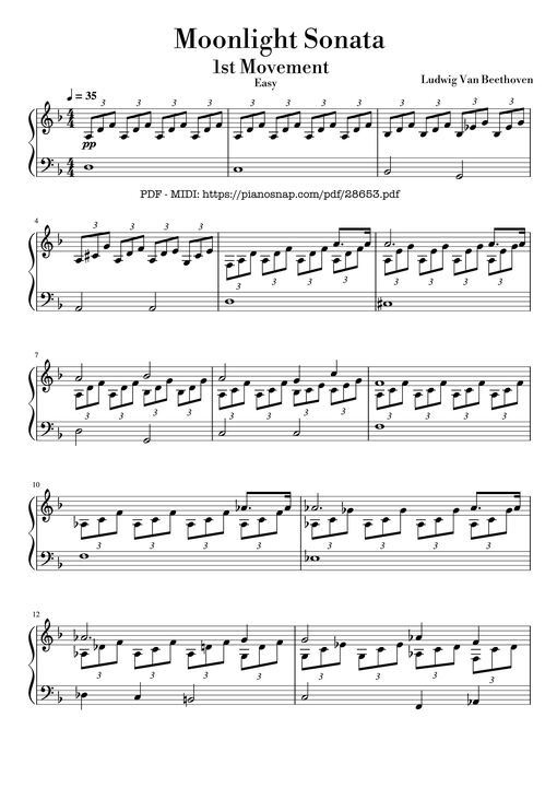 Moonlight Sonata 1st Movement Piano (Easy ver.)