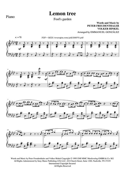 Lemon tree Piano — Peter-freudenthaler