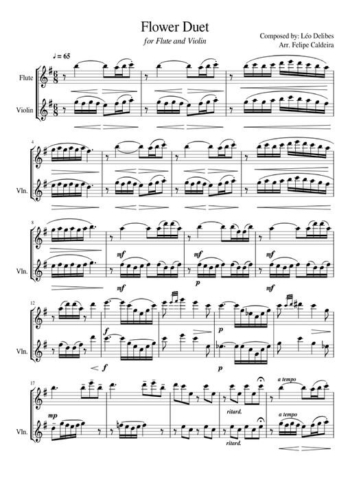 Flower Duet Violin - Composed-by-leo-delibes-arr-felipe-caldeira