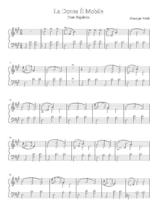 La Donna È Mobile Piano