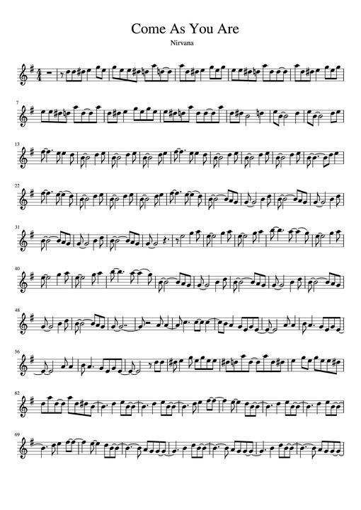 Come As You Are Piano