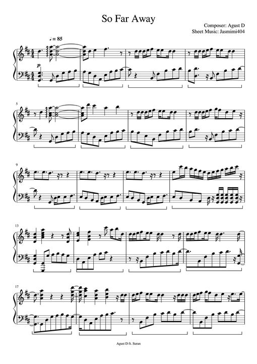 So Far Away Piano — Agust D