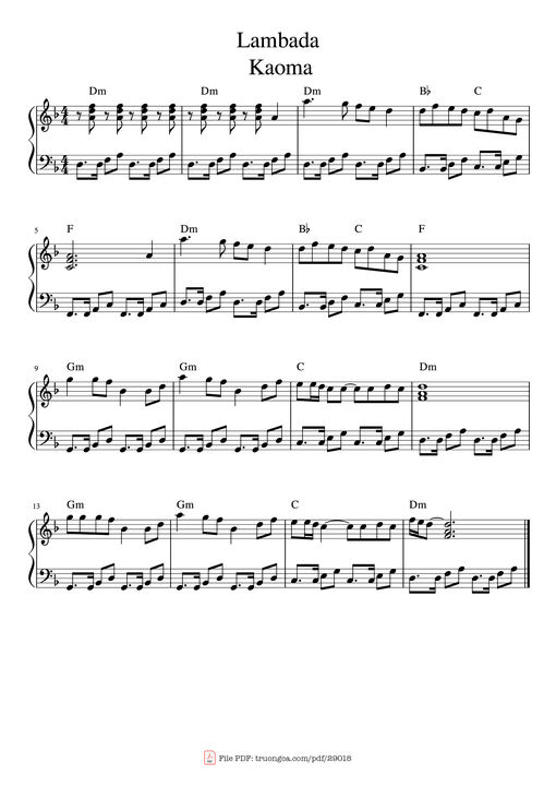 Lambada Kaoma Piano Easy