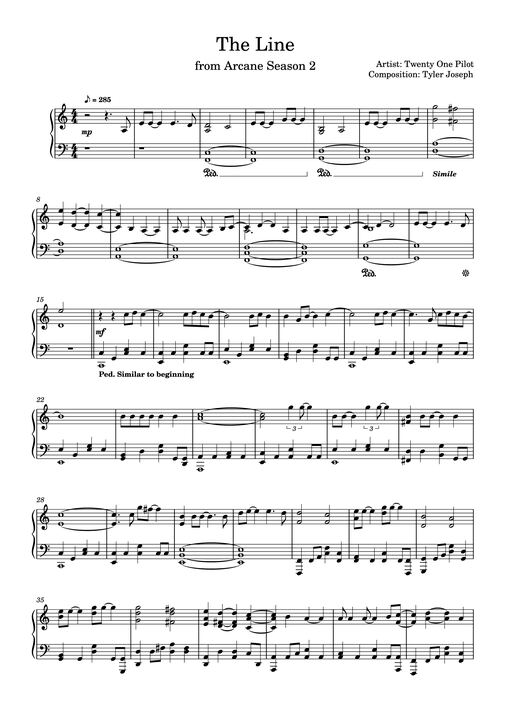 The Line Piano - Artist-twenty-one-pilot