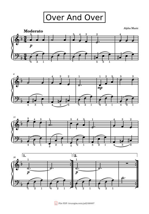 Over And Over Piano Easy