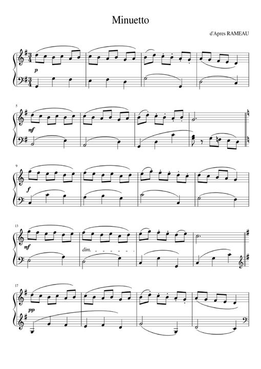 Minuetto Piano — Methode-rose