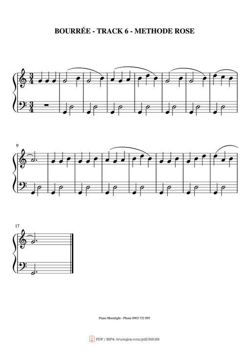 BOURRÉE Piano — Methode-rose