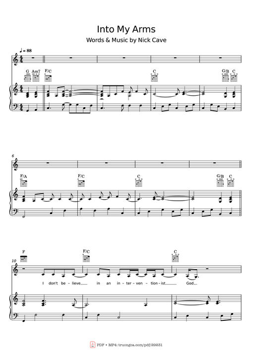 Into My Arms Piano — Nick Cave