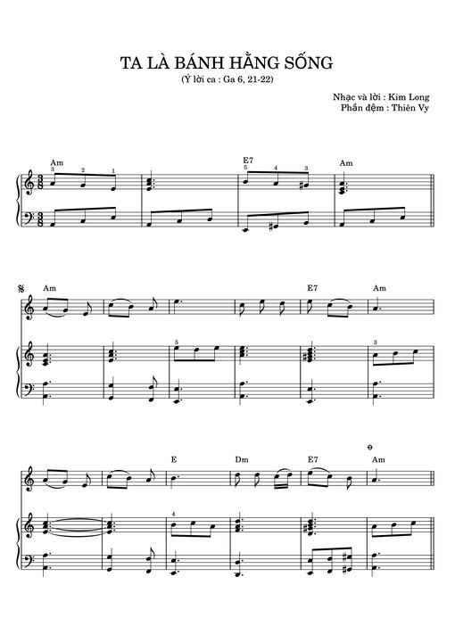 Ta Là Bánh Hằng Sống Piano đệm hát