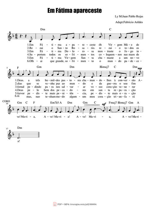 Em Fátima apareceste Piano