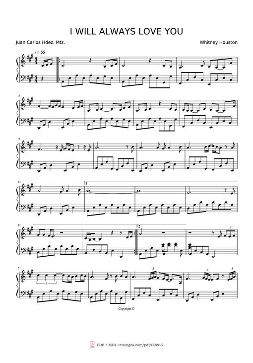 I will always love you Piano
