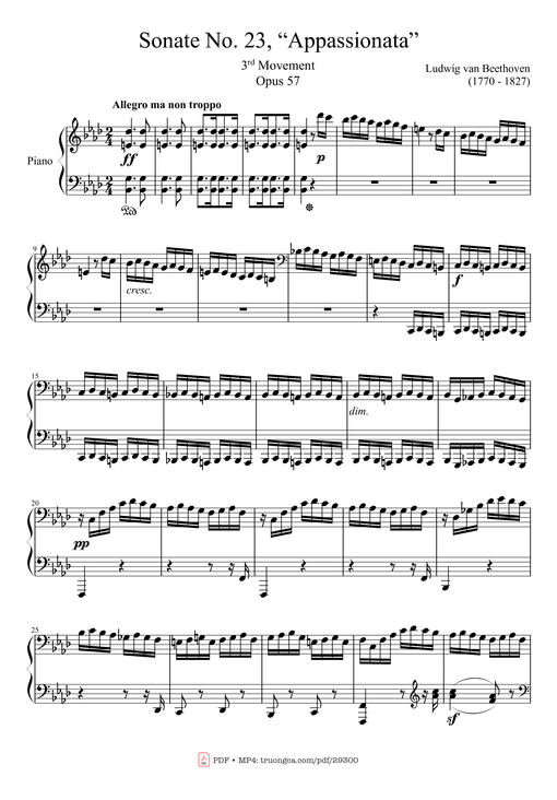 Sonate No. 23, Appassionata 3rd Movement