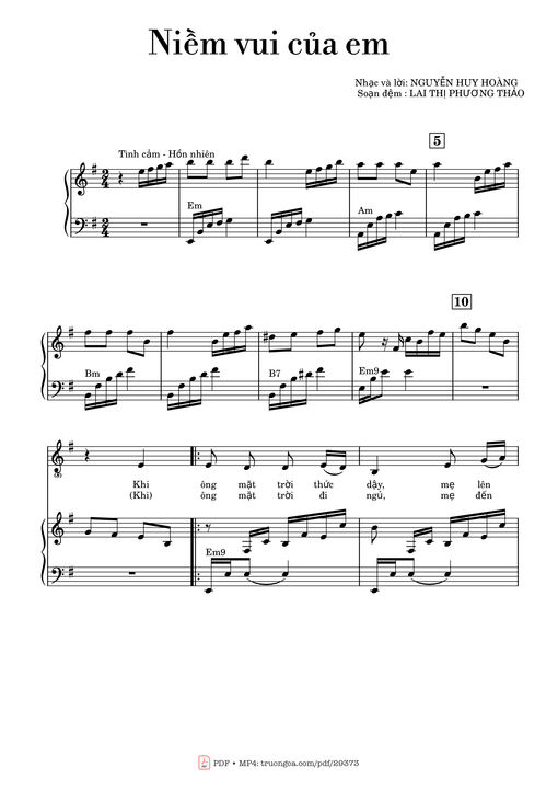 Niềm vui của em Piano đệm hát