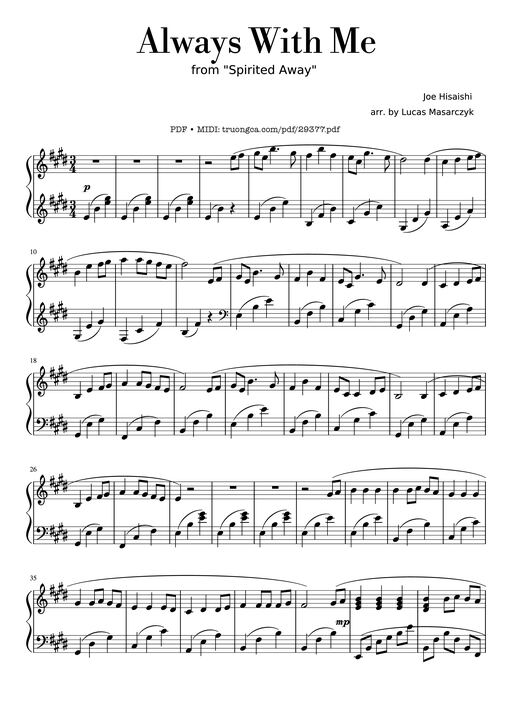 Always With Me Piano