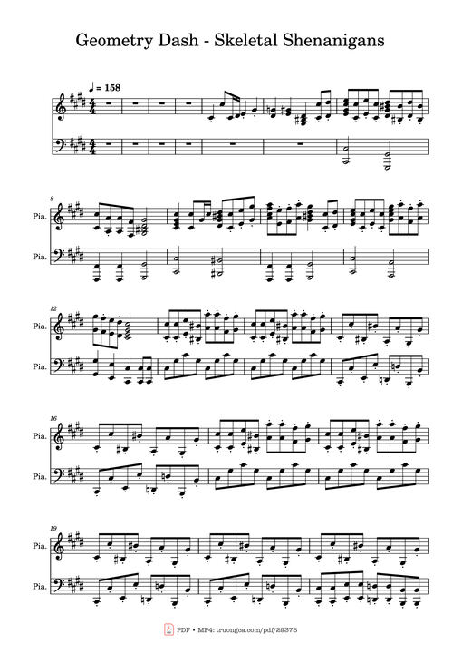 Geometry Dash - Skeletal Shenanigans Piano