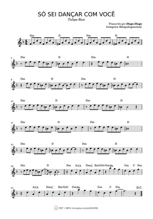 SÓ SEI DANÇAR COM VOCÊ Piano