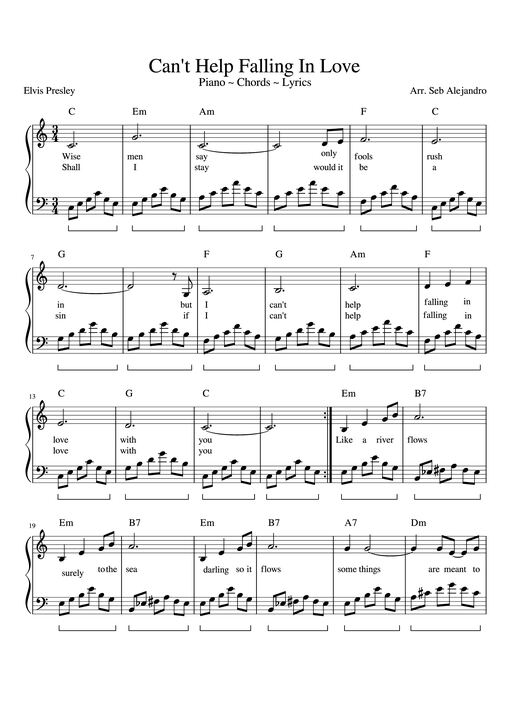 Can't Help Falling In Love Piano
