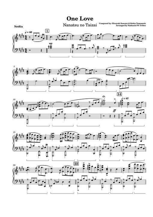 One Love Piano — Composed-by-hiroyuki-sawano-kohta-yamamoto