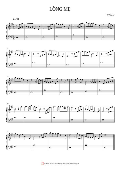 Lòng Mẹ Piano EASY