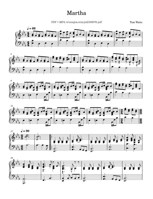 Martha Piano — Tom Waits