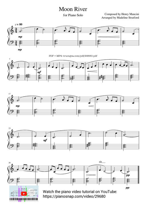 Moon River Piano easy