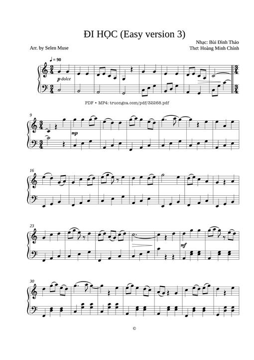 Đi học (Easy version) Piano