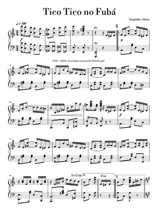 Tico Tico no fubá Piano