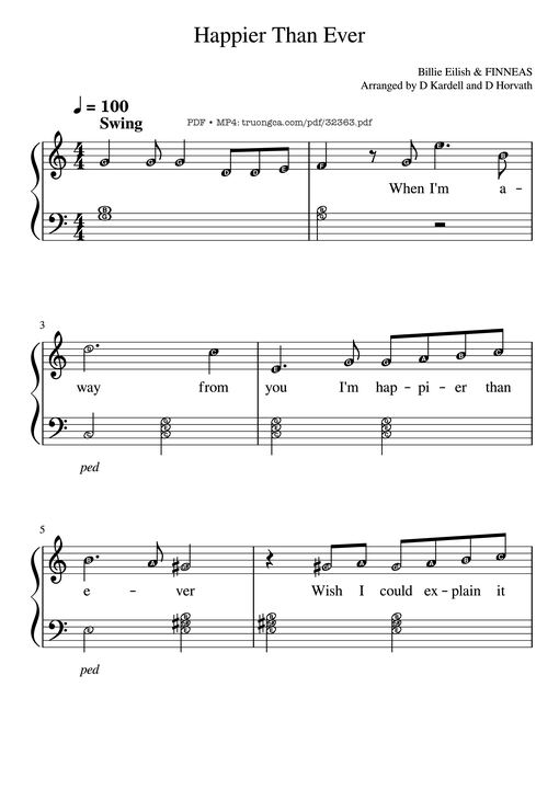 Happier Than Ever Piano EASY