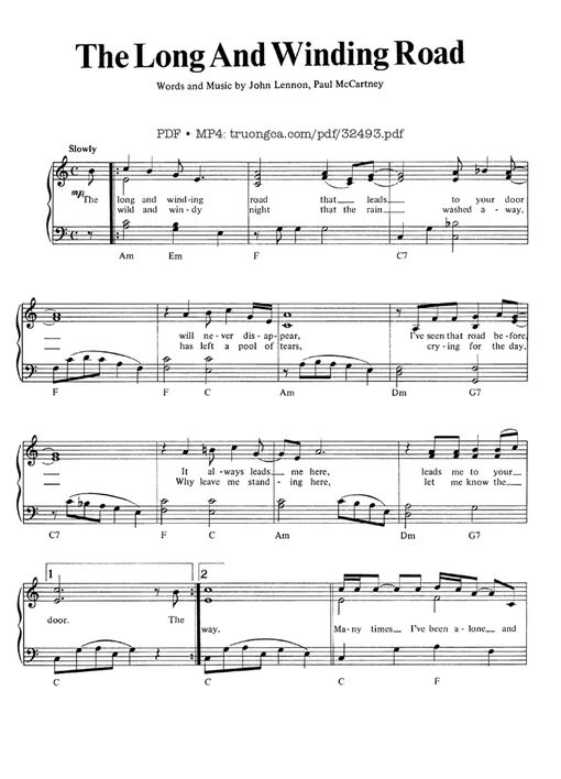The Long And Winding Road (Easy Piano)