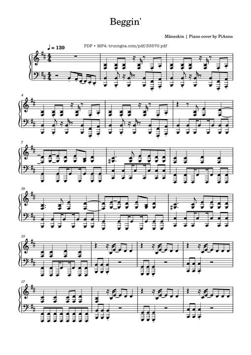 Beggin Piano — Maneskin