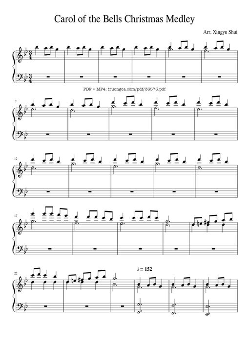 Carol of the Bells Christmas Medley Piano