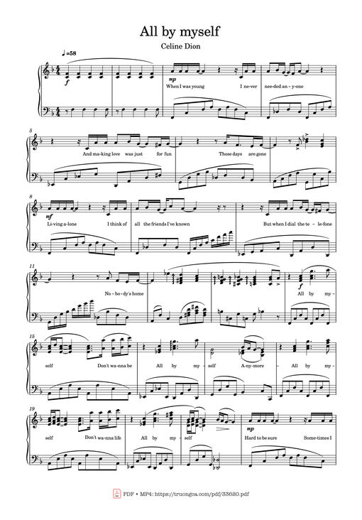 All by myself Piano — Celine Dion