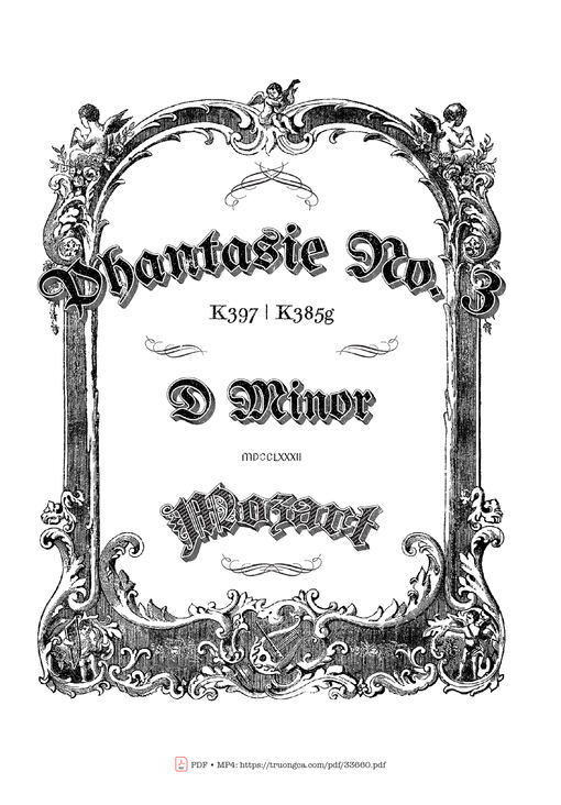 Phantasie No. 3 in D Minor K397 Piano