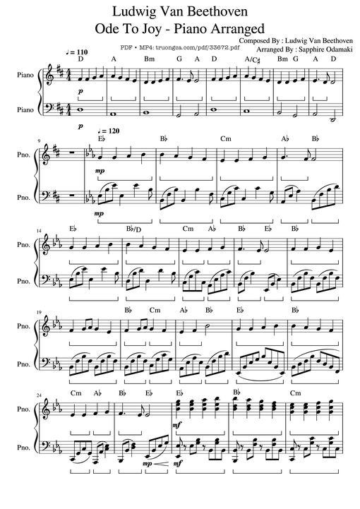 Beethoven Ode To Joy Piano Arranged