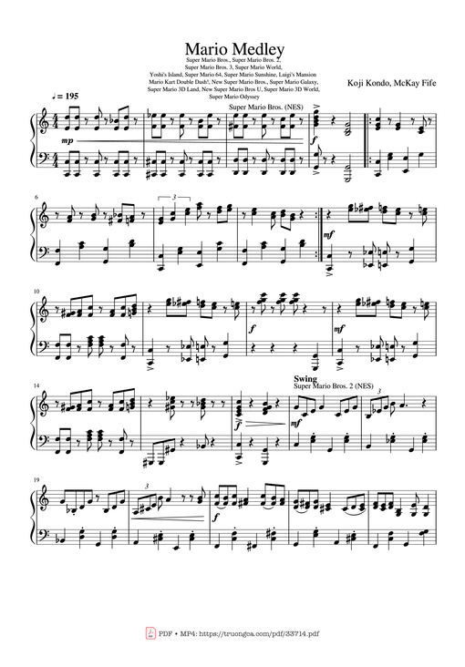 Mario Medley Piano — Koji Kondo