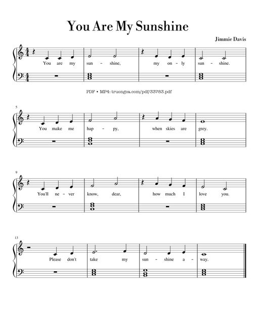 You Are My Sunshine Piano EASY